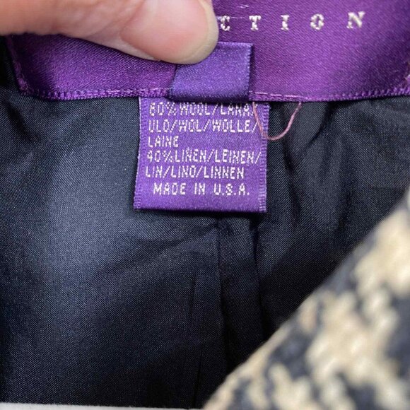 Vintage‎ Ralph Lauren Purple Label Jacket Womens 6 Black White Houndstooth Wool - Picture 4 of 9